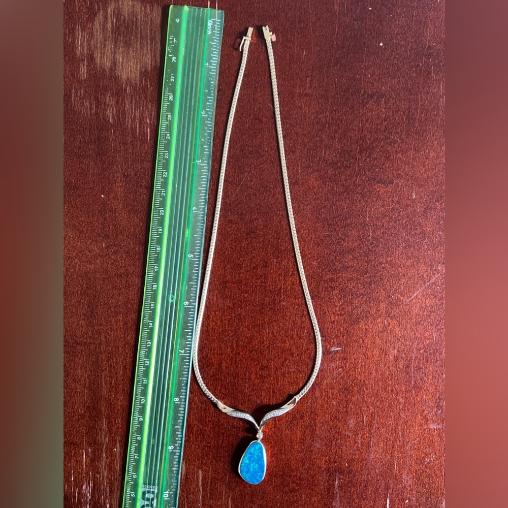 18k gold necklace with Australian Opal set in 14k gold! - Picture 13 of 14